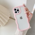 Miniatyrbild 1 av 5: Skal, Sött Krulligt Vågigt Ram Klart Skal, Transparent Mjukt Silikon Skyddande Telefonskal för iPhone 14 Pro - Rosa iPhone 14Pro