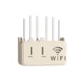 WiFi Router Väggfäste – Ventilerad Väggmonterad Hållare med Dubbla Kabelhål och Förstorad Panel, Passar de Flesta Modeller Beige Beige