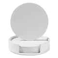 Vita underlägg Vit PU-läder 6-pack med hållare vit white
