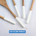 Miniatyrbild 3 av 3: Träslevar för Matlagning Set för Kök, Non-Stick Köksredskap eller Redskapsset om 5, 30 cm, Akaciaträ, Vit