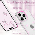 Miniatyrbild 2 av 5: Skal för iPhone 14 PROMAX, Genomskinligt Sött Band Rosett Mönster Estetiskt Transparent Mobilskal Upphöjt Kameraskydd för Tjejer - Rosa iPhone 14PROMAX