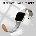 Miniatyrbild 2 av 4: Läderarmband Kompatibelt med Fitbit Versa 3/Fitbit Sense 2/Sense Armband, Äkta Läder Elegant Ersättningsarmband, Grå