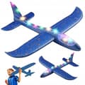 Stor LED-skumflygplan 47 cm – Glidflygplan med LED-ljus Blå