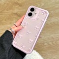 Miniatyrbild 1 av 5: Skal för iPhone 16, Genomskinligt Sött Band Rosett Mönster Estetiskt Transparent Telefonskal Upphöjt Kameraskydd för Tjejer - Rosa iPhone 16