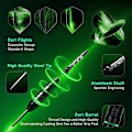 Miniatyrbild 2 av 4: 3-pack Stålspets Dartset Professionella Dart 22g (grön)