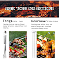 Miniatyrbild 3 av 5: BBQ-verktygssats i rostfritt stål, professionella grilltillbehör, grillverktyg med väska, lätt att bära (9)
