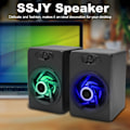 Miniatyrbild 5 av 7: SSJY Mini Färgglad Skrivbordsdatorhögtalare USB-driven 3,5 mm Stereo Hem för PSP Svart