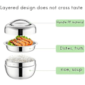 Miniatyrbillede 2 af 5: Frokostboks 1300Ml Rustfrit Stål Frokostboks Madbeholder Håndtag Varmebevarende Skål Bærbar Picnic Frokostboks