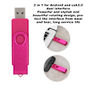 Miniatyrbild 7 av 7: Färgglad roterande 2 i 1 USB2.0 för Android USB-minne Flash-minne Lagringsminne (Rosa)