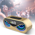 Miniatyrbillede 5 af 7: ABS Multifunktion Alarmur Bluetooth Højttaler Stemmeprompt Opkaldsfunktion Uafhængig Membran Blinkende Farverigt Lys Højttalerboks Guld