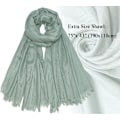 Miniatyrbillede 3 af 4: Kvindernes sommer tørklæder lette store lange gaze sjal linned strand wrap plain 75”×43”,Mint Green