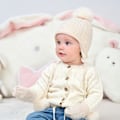 Miniatyrbild 3 av 5: Baby Vinterhatt Vantar Mössa Set Flickor Pojkar Pompom Stickad Mössa Vante För Småbarn 0-3T（Khaki）