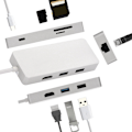 Miniatyrbild 3 av 7: Typ-C-hubb Typ-C till HDMI + USB3.0 + USB2.0 + RJ45 + TF/SD + PD-dockningsstation