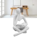 Miniatyrbilde 2 av 5: Tenker Lesestatue Harpiks Sittende Figur Abstrakt Kunst Ornament for Stue Skap Dekorasjon White