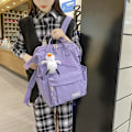 Miniatyrbild 4 av 5: Ryggsäck enfärgad ryggsäck stor kapacitet väska högskolestudent gymnasieelev skolväska resväska Purple+Duck