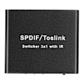 Pikkukuva 2 / 7: SPDIF/TosLink-kytkin 3x1 kytkentälaite kaukosäätimellä 3 sisään 1 ulos kytkin 100V‑240V