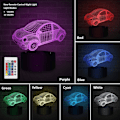 Miniatyrbillede 2 af 6: 3D Natlys Beetle Bil & Sportsvogn, LED Illusion Lampe 7 Farver og 16 Farver Skiftende Bord Skrivebord Sengelamper Soveværelse Dekoration Optiske Lamper