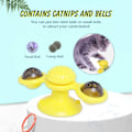 Miniatyrbild 5 av 8: Kattvindkvarnleksak, Kattvindkvarnspinnleksak Snurrbord Interaktiv Katt Snurrande Vindkvarnleksak med LED-boll och Catnip-boll Sugkopp Repning, Blå