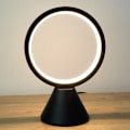 Miniatyrbillede 1 af 4: Moderne cirkel bordlampe LED varmt lys natbordlampe sort soveværelseslampe med dæmpbar berøringskontrol til læsning soveværelse