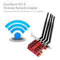 Miniatyrbild 7 av 7: WiFi-adapter PCI-E nätverkskort, 802.11AC Dual Band AC1900 PCI-E nätverksadapter Röd