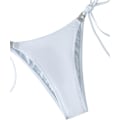 Pikkukuva 5 / 6: WJSM Naisten Halter-solmio Sivu Kolmio Bikinisetti Korkea Leikkaus 2-osainen Bikini Uimapuku Uimapuku Rhinestone White M