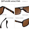 Pikkukuva 4 / 5: Polarisoidut Retro Aviator -aurinkolasit naisille ja miehille, vintage 70-luvun neliönmalliset aurinkolasit Tortoiseshell/Brown