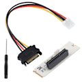 Pikkukuva 2 / 7: NGFF M.2 Key M - PCI-E Express 4X -sovitinkortti LED-jänniteilmaisimella ja SATA-virtakaapelilla