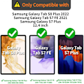 Miniatyrbild 2 av 5: Tab S7 Plus S7+ 12,4\" 2020 (SM-T970/T975/T976) Fodral, 360 Graders Vridbart Stativ/Handrem, [Skärmskydd] Galaxy Tab S7+ Svart Handrem