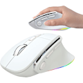 Miniatyrbild 1 av 7: Ergonomisk Mus Stor för Medelstora Händer Dubbelläge (Bluetooth+USB) Laddningsbar Vertikal Karpaltunnelsyndrom Bluetooth Trådlös Mus Present White
