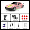 Miniatyrbild 6 av 6: RC Driftbil 2.4GHz 1:20 Skala 4WD 20KM/H Hög Hastighet Fjärrstyrd Bil med LED-lampor Driftdäck 2 st Laddningsbara Batterier Leksaksbil Pink