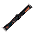 Pikkukuva 7 / 7: Nahkainen rannekoru Apple Watch iWatchille, musta ja oranssi, 42 mm