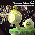 Miniatyrbillede 2 af 6: Grøn Dinosaur Elektrisk Genopladelig Sæbeboblepistol Maskine Blaster med 500ml Sæbebobleopløsning Flaske & LED Lys, Automatisk Sæbeboblemaskine orange