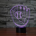 Miniatyrbilde 6 av 8: 3D LED Baseball-hansker Optisk Illusjon Sensor Nattlys med Smart Berøring & USB-kabel 7 Farger Skiftende LED Atmosfærisk Lampe