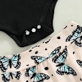Miniatyrbild 7 av 8: Babykläder Flicka Sommar Söta Kläder 12 18 Månader Spaghettiband Romper & Blommig Shorts Set black 80CM