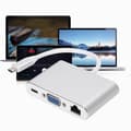 Miniatyrbilde 4 av 7: Multifunksjonell Type-C til RJ45+VGA+USB Hub 5 i 1 USB3.0 Konverteradapter