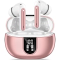 Miniatyrbillede 1 af 5: Trådløse øretelefoner, Bluetooth 5.3-hovedtelefoner 40 timers spilletid Dyb bas Stereo, LED-strømanvisning, Opkald Støjreducerende hovedtelefoner med mikrofon, IP7 Vandtæt Rose Gold