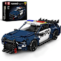 Miniatyrbilde 1 av 7: 15073 Barricade Politibil Byggesett, MOC Deformert Mustang Pull-Back Drag Race Lekebil Modellsett, (786 Brikker, Dynamisk Versjon)