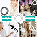 Miniatyrbilde 3 av 7: Ring Light OEBLD Dimbar med 3 Lysmoduser & 10 Lysstyrkenivåer LED Ring Fylllys for Telefon Live Stream Sminke YouTube Shooting