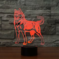 Miniatyrbillede 4 af 7: 3D LED Vild Ulv Optisk Illusion Natlampe, 7 Farveskift Touch Switch USB Drevet Soveværelse Dekoration Bordlampe