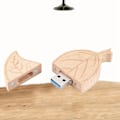 Miniatyrbillede 5 af 7: Træblad Flashdrev Opbevaring USB 2.0 U Disk Memory Stick Til PC Kompatibel USB1.1(32G)