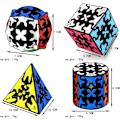 Miniatyrbilde 2 av 7: Gear Magic Cube Set, Gear Speed Cube-pakke med 3x3x3 Gear Cube Gear Pyraminx Sylindrisk Gear Cube og Gear Ball Cube Puslespill 4 stk