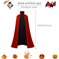 Miniatyrbillede 4 af 6: Maklulu Halloween Vampyrkappe Kostume Voksen Halloween Kostume Kappe Sort og Rød Vendbar Høj Krave Kappe 140cm