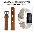 Miniatyrbild 2 av 6: Färg Läder Armband Ersättning Rem Metall Spänne Rem för Fitbit charge2 Ljusbrun
