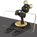 Miniatyrbilde 4 av 5: Søt bjørn telefonstativ innovativ multifunksjonell bærbar Kung Fu bjørn skrivebord mobiltelefon nettbrett holder Black
