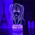 Miniatyrbillede 1 af 7: Misa Amane 3D Illusion LED Lys MisaMisa Anime Figur Nattelys Kreativ Sød Pige Soveværelse RGB Skrivebordslampe Feriefejring (Lava Base)