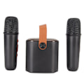 Miniatyrbillede 6 af 7: Mini Karaoke Maskine Stereo Bærbar RGB Lys Bluetooth Højttaler med 2 Trådløse Mikrofoner til Hjemmefest Sort