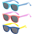 Miniatyrbillede 1 af 6: 3-pak børnesolbriller til drenge piger børn polariserede solbriller Blue+light Blue+pink Purple