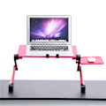 Miniatyrbillede 7 af 7: 360° Justerbar Foldbar Bærbar Computer Bord Stativ Holder m/ Køling Dobbelt Vifte Mus Boad Rose Rød
