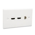 Miniatyrbild 4 av 7: 2-portars 4K HD Multimedia Interface Ethernet-väggplatta Lödfri 1-portars Cat6 Keystone-väggplatta för HDTV-projektor