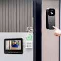 Miniatyrbillede 2 af 7: Intelligent visuel dørklokke videodørklokke kamera batteridrevet 4,3 tommer skærm tovejs intercom videoovervågning indbyggede højttalere
